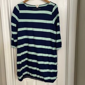 J. Crew Striped 3/4 Sleeve Tee Shirt Tunic Dress Sz L
